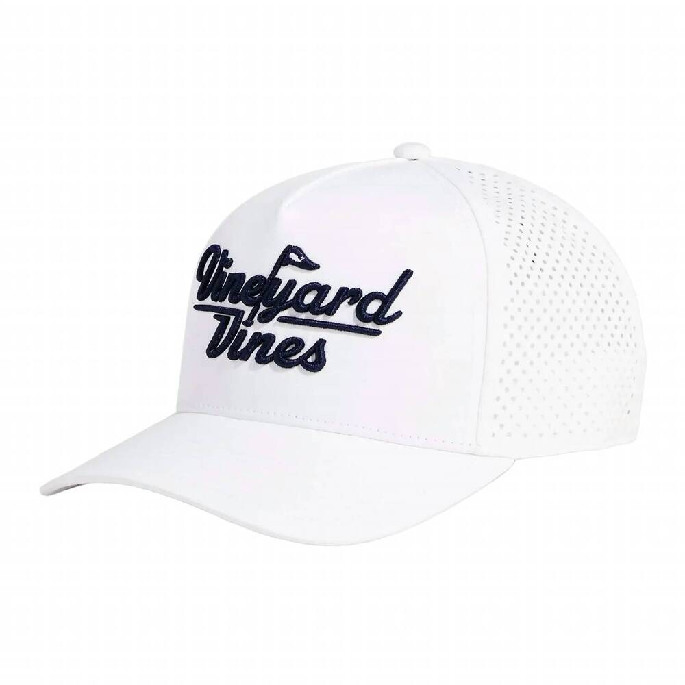 NEW VINEYARD VINES golf logo hi-pro performance trucker hat in white